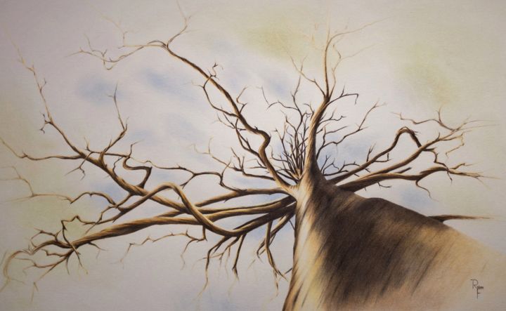 Malerei mit dem Titel "Gelebter Stolz" von Ronald Firla, Original-Kunstwerk, Conté-Buntstifte