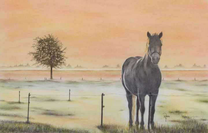 Malerei mit dem Titel "Felix" von Ronald Firla, Original-Kunstwerk, Conté-Buntstifte
