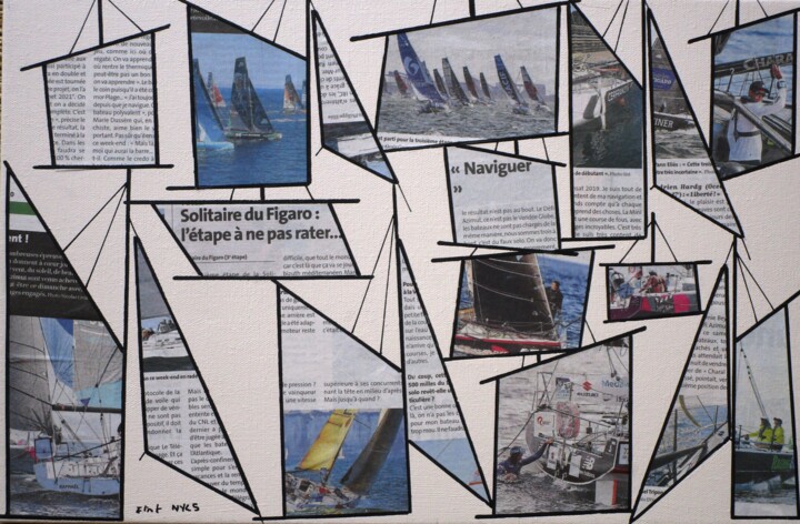 Collages intitulée "Journal de voiles" par Nyls  Eliot, Œuvre d'art originale, Collages