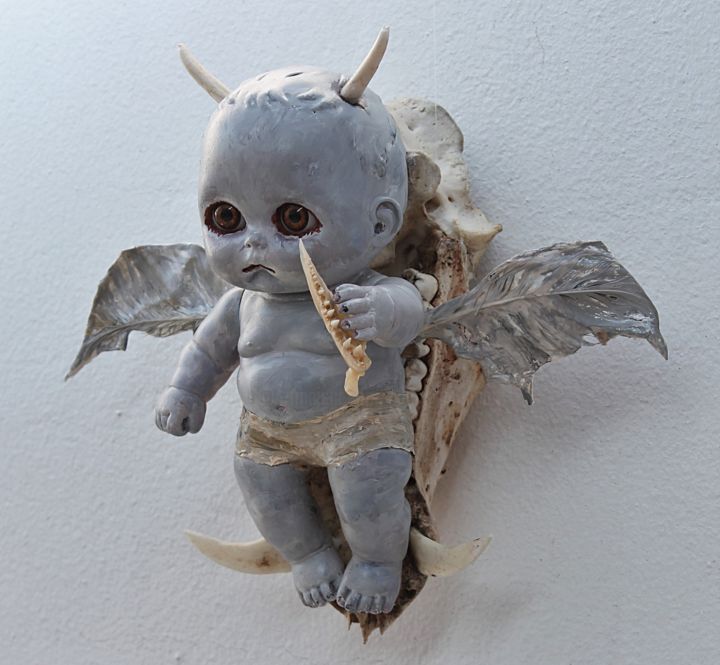 "Jésus, reviens..." başlıklı Heykel Nancy Cardinal tarafından, Orijinal sanat, Kemik