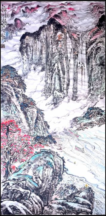 Schilderij getiteld "Ceiba Tree Near The…" door Rongsong Xie Xie Rong Song, Origineel Kunstwerk, pigmenten