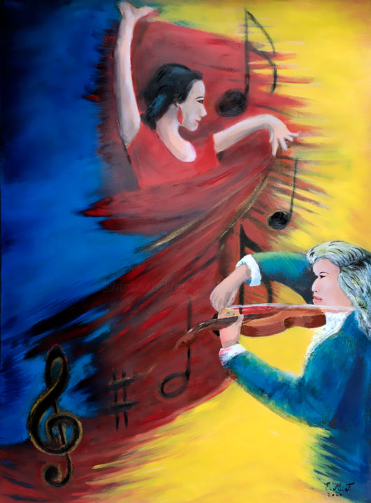 Peinture intitulée "DANSE" par Emmanuelle Menny Fleuridas, Œuvre d'art originale, Huile