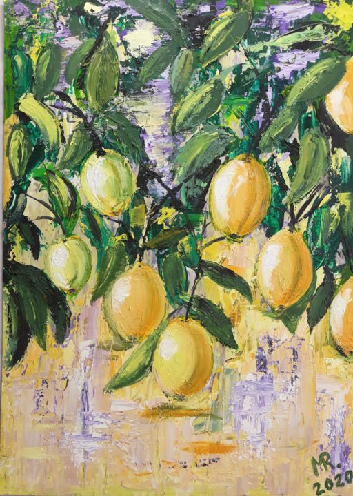 Lemons. Painting, 27.6x19.7 in