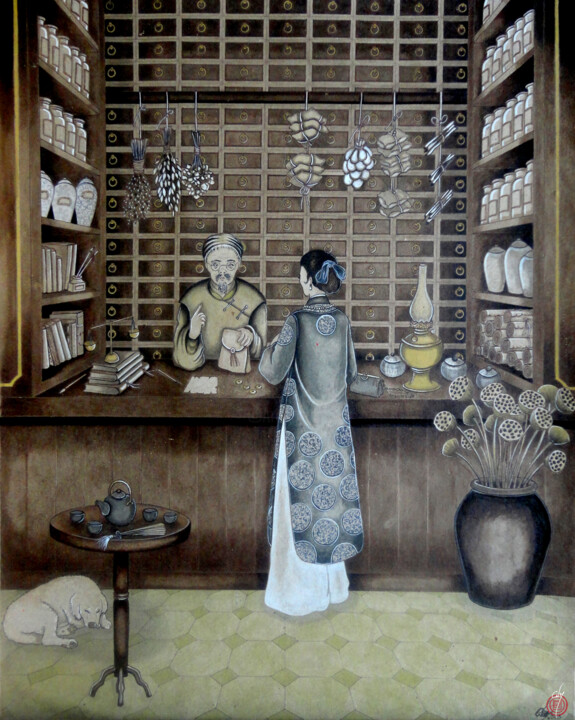 "L'apothicaire" 그림, 31.5x23.6 in