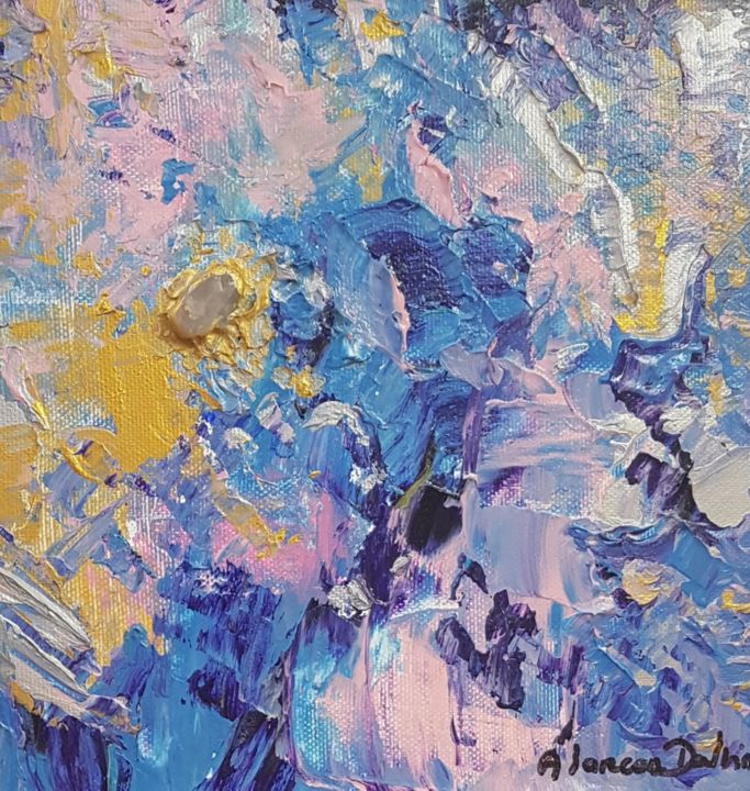 Peinture intitulée "Tableau abstrait bl…" par Danielle Alarcon Dalvin, Œuvre d'art originale, Acrylique Monté sur Châssis en…