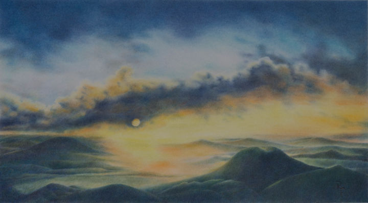 Malerei mit dem Titel "Durchbruch" von Ronald Firla, Original-Kunstwerk, Conté-Buntstifte