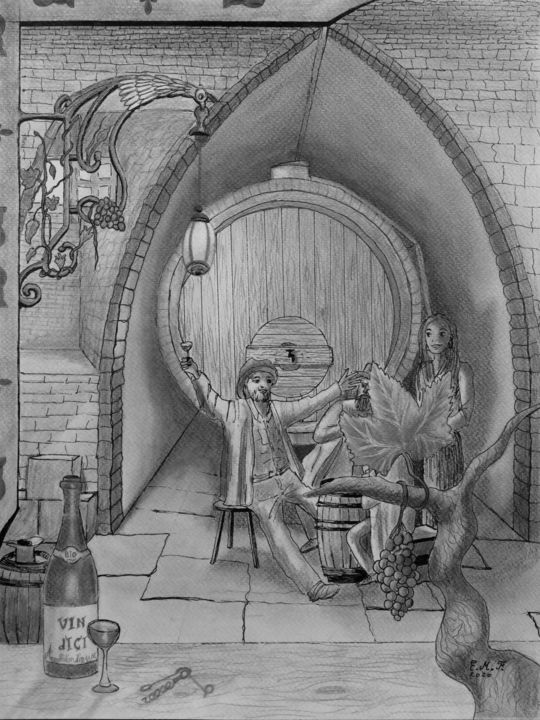 A votre santé ! Cheers ! Prost ! Salute ! Salud ! 图画, 15.8x11.8 in