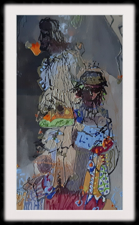 Painting titled "Figurative IV" by Samar, Original Artwork, Acrylic Mounted on Other rigid panel