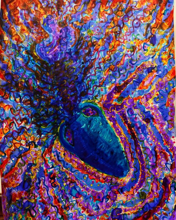 Schilderij getiteld "Amphora" door Cedric Villedieu, Origineel Kunstwerk, Inkt