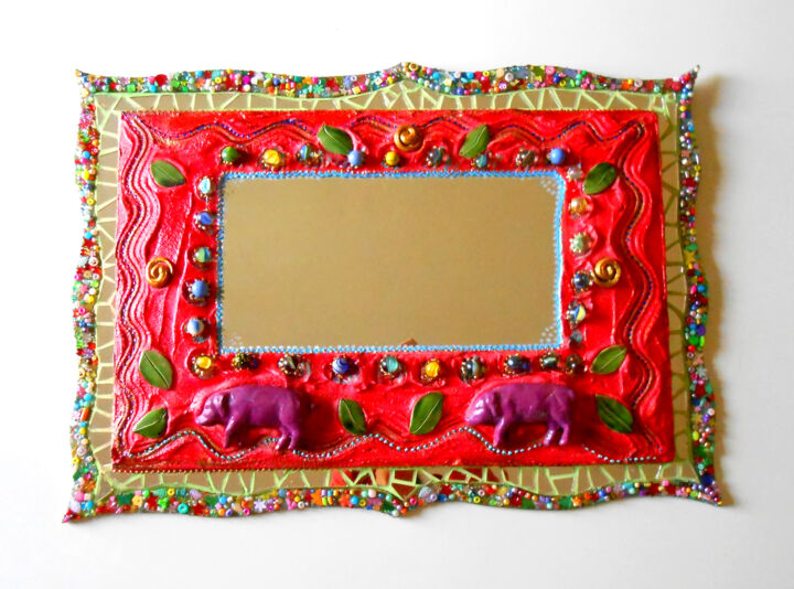 la balade des cochons -miroir joyeux 设计, 18.5x26.4 in