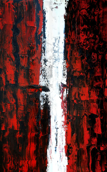 「Experimental Red N°4」というタイトルの絵画 Patrick Joostenによって, オリジナルのアートワーク, アクリル