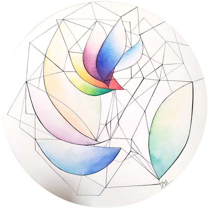 Painting titled "cube" by Marina Iarmishko, Original Artwork, Tempera