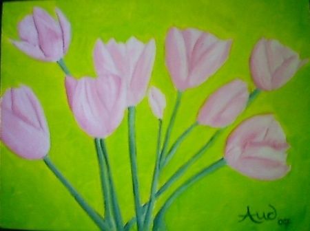 Painting titled "Tulip Splendor" by Aud, Original Artwork