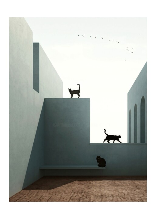 Madam Chen's Cats 数字艺术, 27.6x19.7 in
