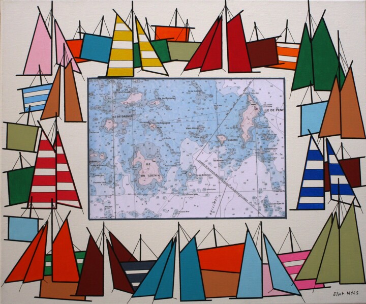 Painting titled "Les Glénan" by Nyls  Eliot, Original Artwork, Acrylic