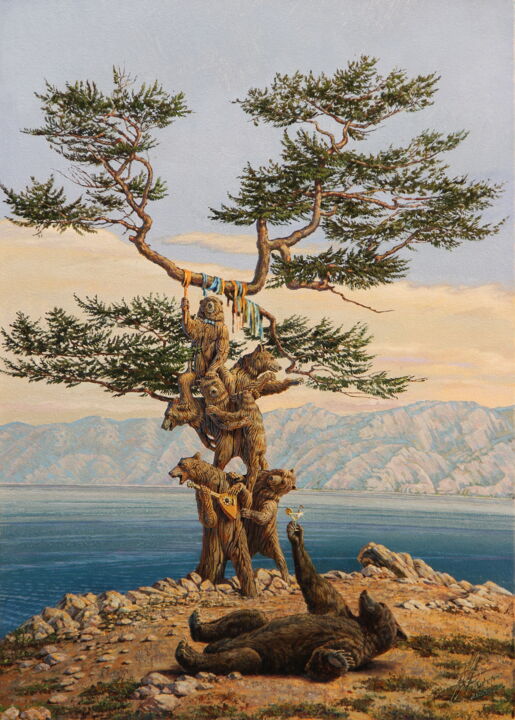 Bear corner improved 绘画, 27.6x19.7 in