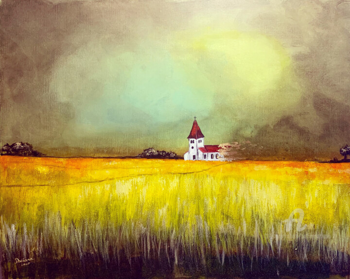 Painting titled "Before the rainbow" by Daciana, Original Artwork, Acrylic Mounted on Wood Stretcher frame