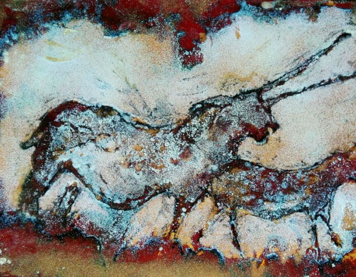Peinture intitulée "Les licornes - Emau…" par Isabelle Mathis, Œuvre d'art originale, Émail Monté sur Panneau de bois