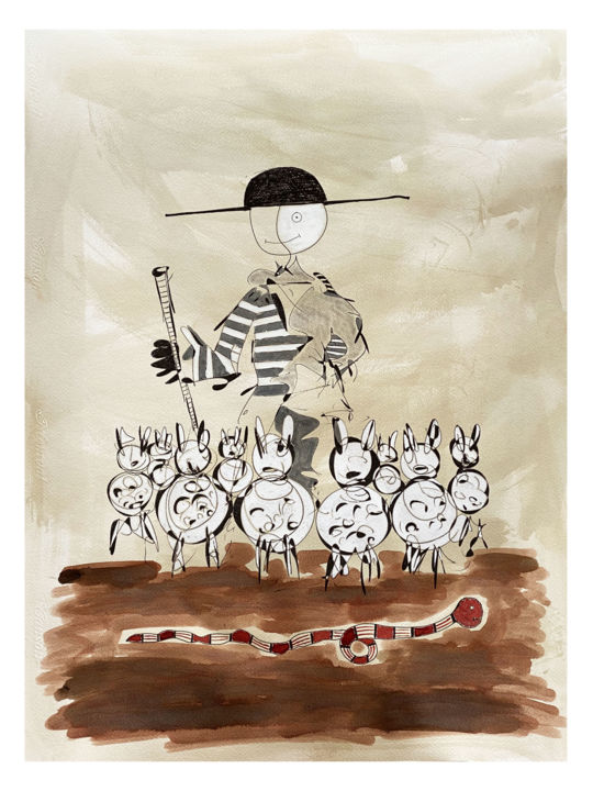 图画 标题为“le berger” 由Tomé, 原创艺术品, 墨