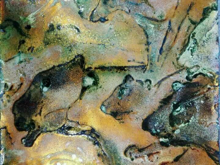 Peinture intitulée "Panthéra - Emaux d'…" par Isabelle Mathis, Œuvre d'art originale, Émail Monté sur Panneau de bois