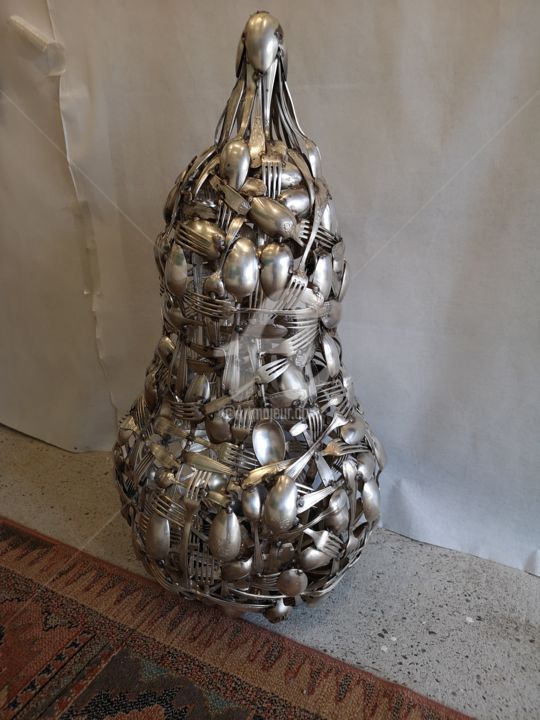 Sculpture intitulée "curcubitacé" par Issro, Œuvre d'art originale, Métaux