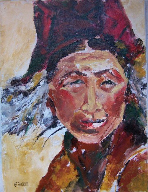 Peinture intitulée "les yeux sur l'hori…" par Anne-Frédérique Ferret, Œuvre d'art originale, Huile