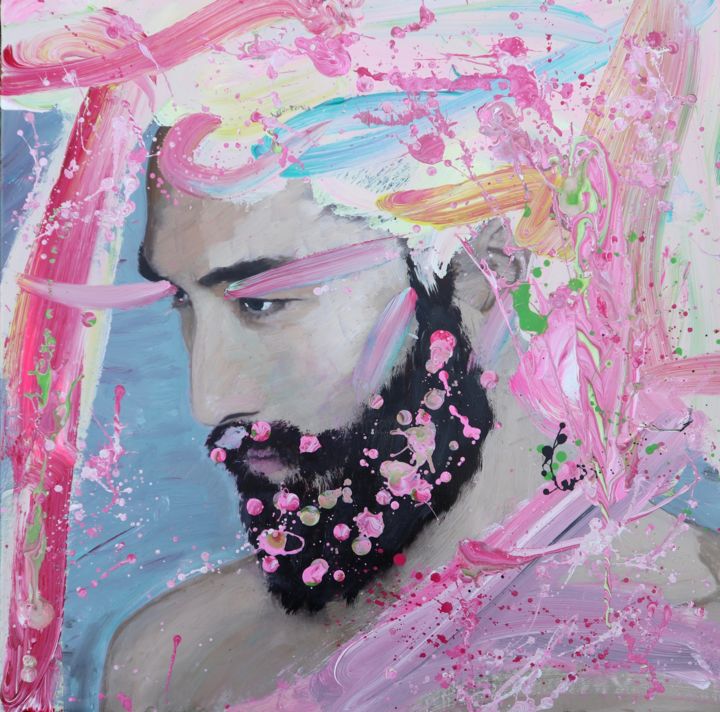 Japonais rose Peinture, 23,6x23,6 in