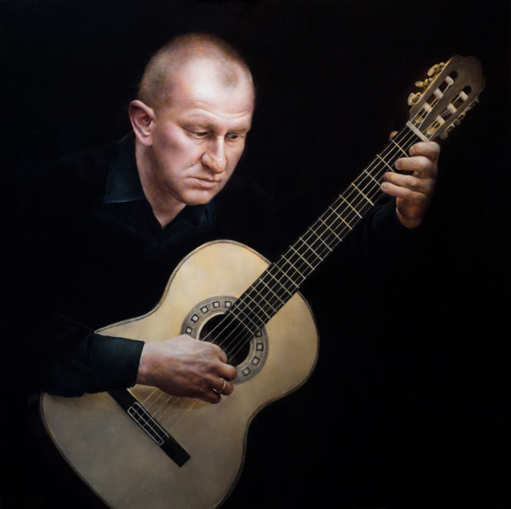 If You Listen You'll Hear It - The Guitarist Peinture, 36x36 in