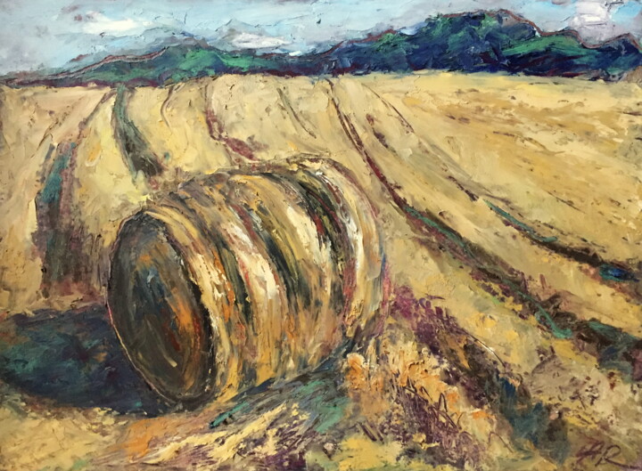 Disegno intitolato "Hay Stack Oil Paste…" da Lena Ru, Opera d'arte originale, Pastello