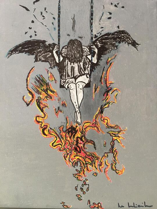 L’ange jouant avec le feu 绘画, 11.8x9.5 in