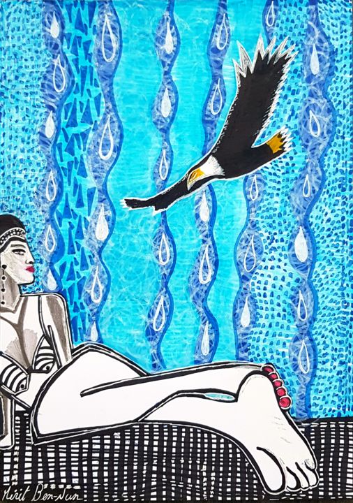 Visual Israeli art Mirit Ben-Nun modern artist 绘画, 13.8x9.8 in
