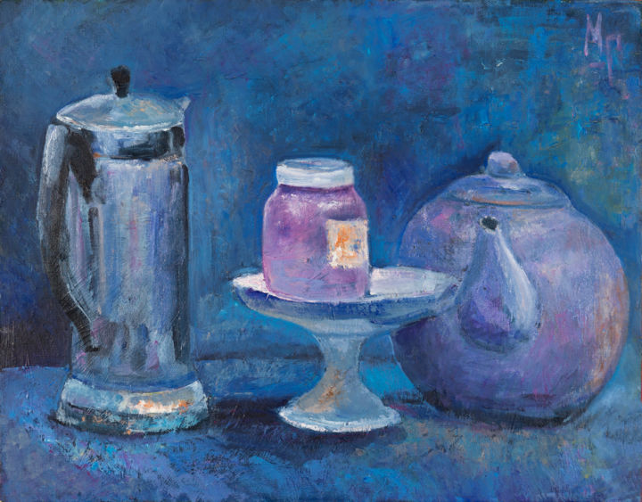 제목이 "Watching blue..."인 미술작품 Maria Mikhaylova-Goldman로, 원작, 기름