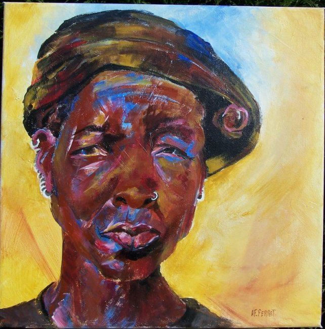 Peinture intitulée "reflets d'azur!" par Anne-Frédérique Ferret, Œuvre d'art originale, Huile
