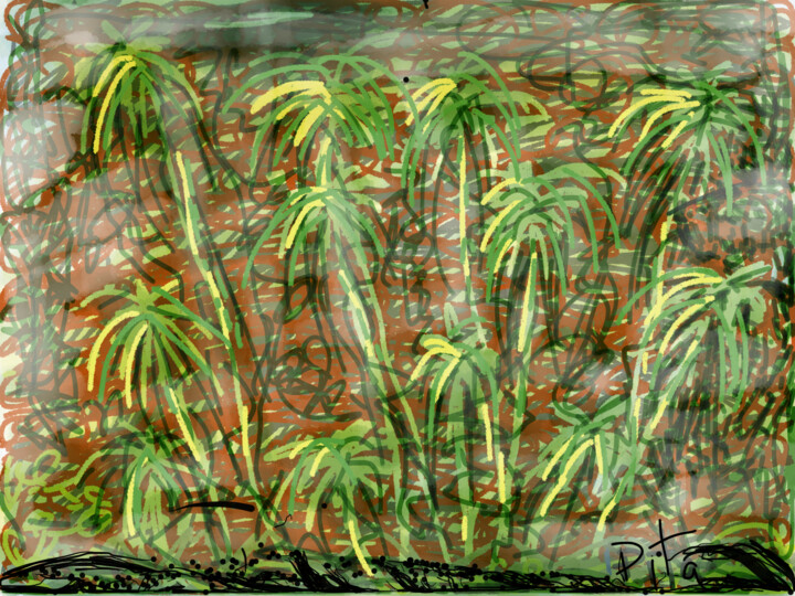 Digital Arts titled "Palmeiras" by Denise Oliveira Bello Pita, Original Artwork, Table art