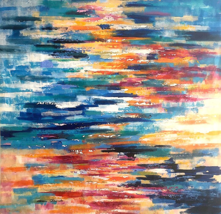 Painting titled "Reflets" by Dam Domido, Original Artwork, Acrylic