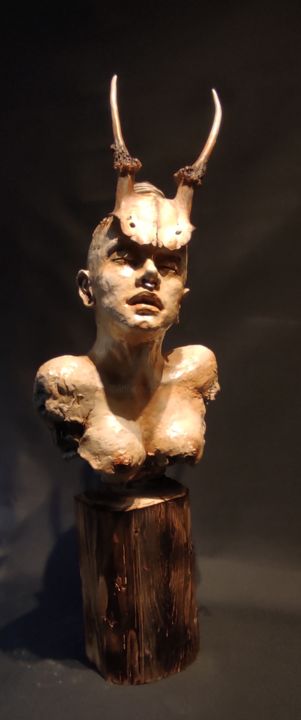 "TRIBAL SOUL II" UNIQUE SCULPTURE 雕塑, 30.7x11 in