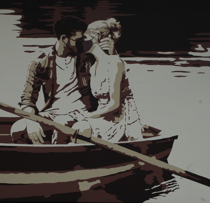 Painting titled "First date in Coron…" by Peter Seminck, Original Artwork, Acrylic