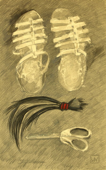 Drawing titled "La meche 1" by Nathalia Chipilova, Original Artwork, Graphite
