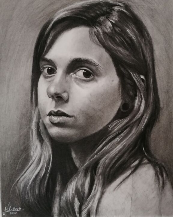 "Julien Baker No. 2" başlıklı Resim José A. Bustamante tarafından, Orijinal sanat, Karakalem Karton üzerine monte edilmiş
