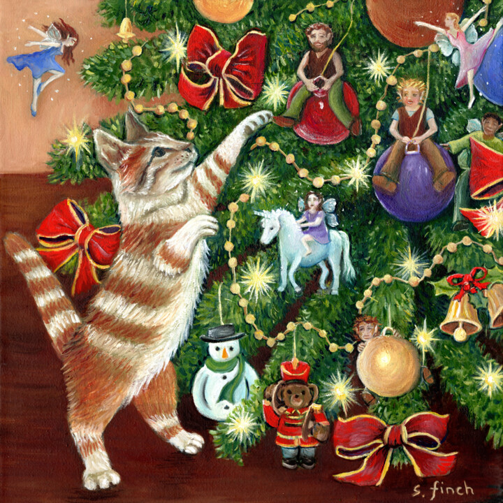 Fairy Tag at Christmas 绘画, 11.8x11.8 in