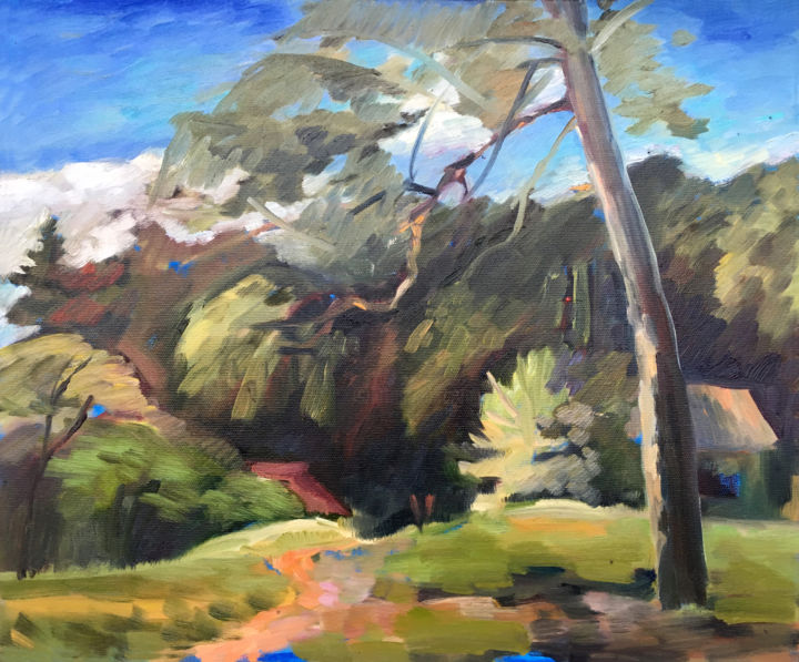 제목이 "Landscape"인 미술작품 Irina Makarova로, 원작, 기름 나무 들것 프레임에 장착됨