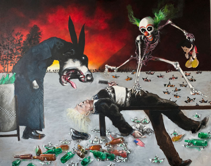 TRUMP VS SETH - LA PESÉE DE L'ÂME - ÉTAT DE 10/2020 绘画, 78.7x98.4 in