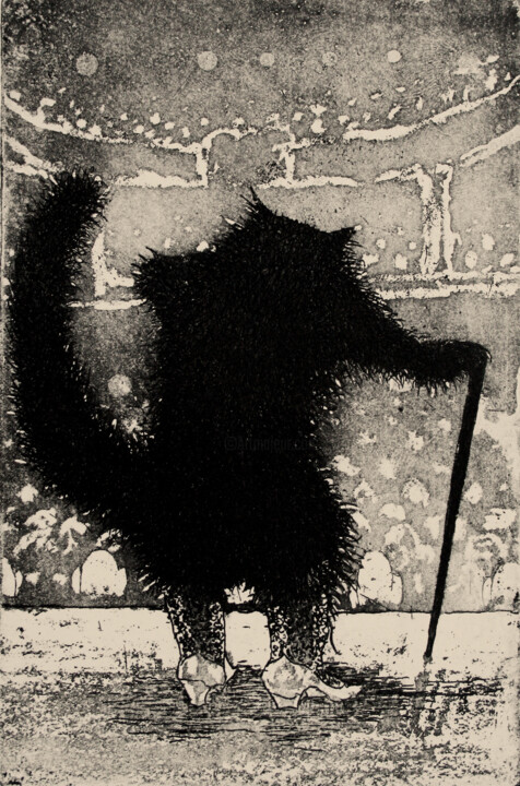 Old Puss in Boots Printmaking, 5.9x3.9 in