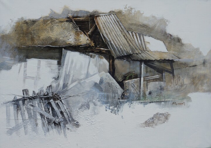 Peinture intitulée "Sous les tôles" par Alain Durand, Œuvre d'art originale, Acrylique