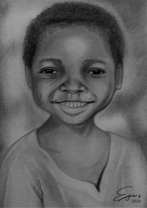 Drawing titled "JOYFUL CHILD" by Egiar.S, Original Artwork, Pencil