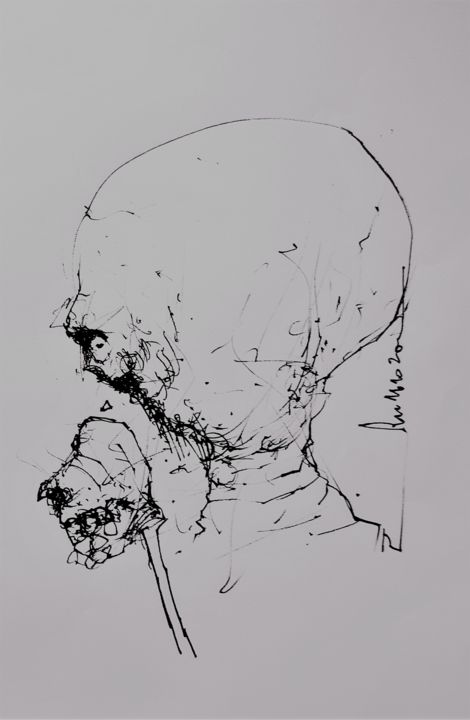图画 标题为“Der Beleidigte (2)” 由Stephan Rodriguez Warnemünde, 原创艺术品, 墨