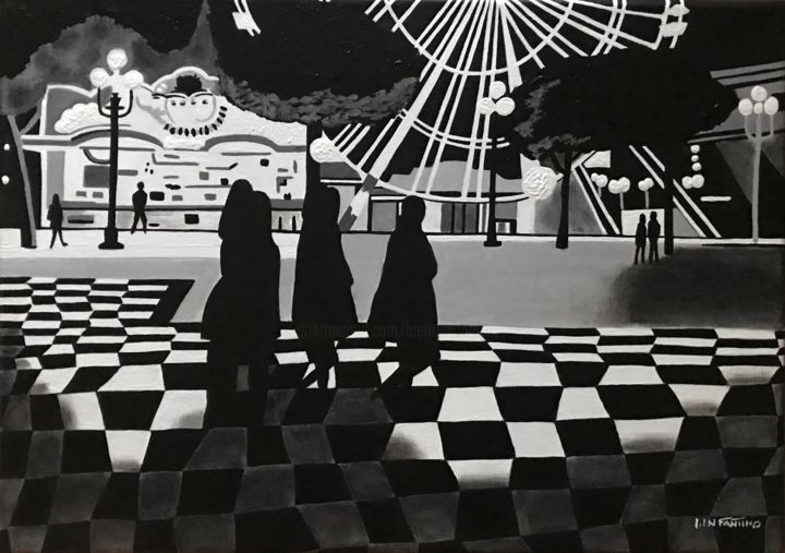 Les Silhouettes 绘画, 13x18.1 in