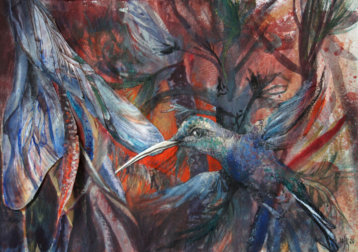 Tropical Heat - original painting 绘画, 9.8x13.8 in