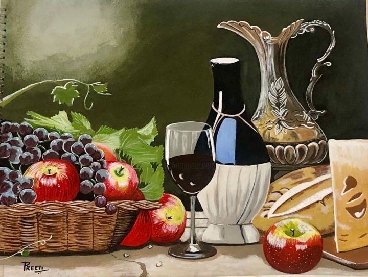Painting titled "Feast" by Preeti Nair, Original Artwork, Acrylic