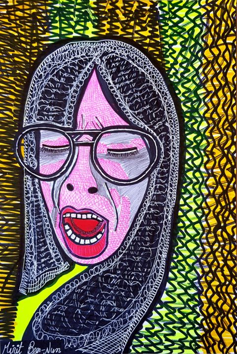 "Portrait israeal vi…" başlıklı Tablo Mirit Ben-Nun tarafından, Orijinal sanat, Mürekkep